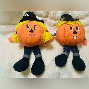 Vintage Russ Pumpkin Plush Pair— 80/90s Nostalgia